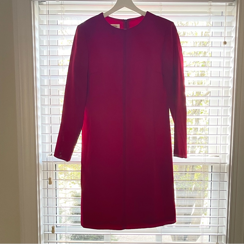 Talbots Red Wool Long Sleeve Sheath Dress - USA - 4